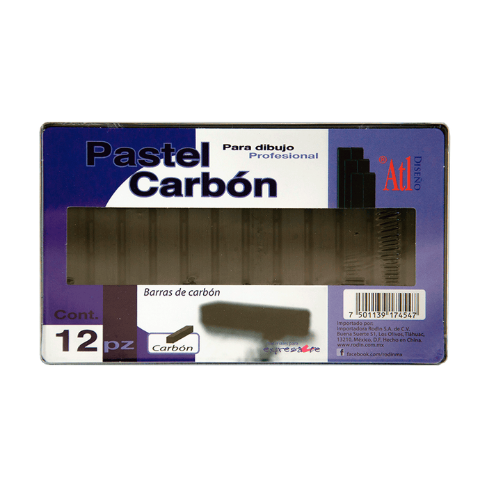 ATL - Caja con 12 barras de carbón negro