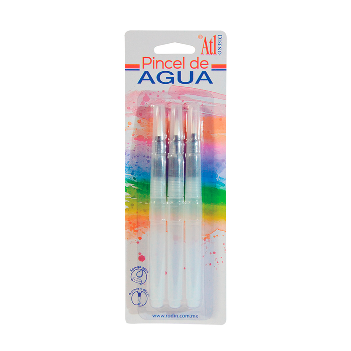 ATL - Juego con 3 pinceles con depósito de agua