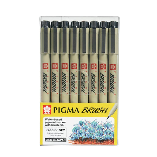 8 rotuladores de colores punta pincel Pigma Brush Sakura